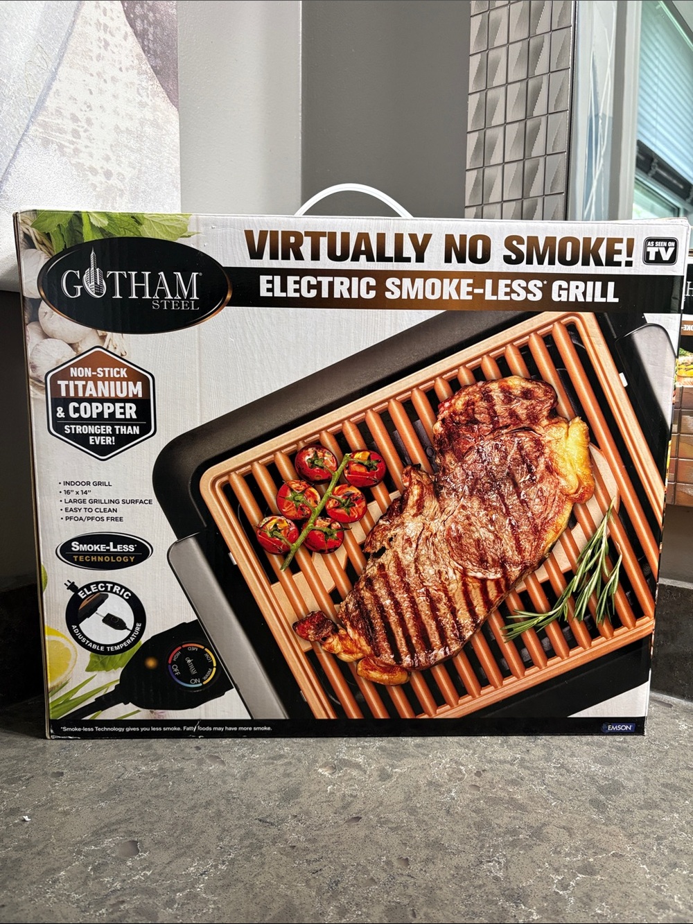 Gotham Copper-Titanium Electric Smoke-Less Grill - Copper/Black